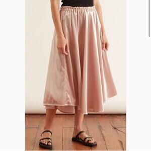 Xirena NWT Vivian skirt pink velvet metallic midi knee length skirt